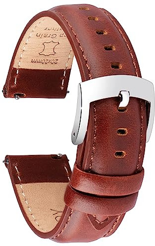 OTTOODY Leder Uhrenarmbänder 18mm 19mm 20mm 21mm 22mm Armband, Schnellverschluß Eleganten Leder Uhrenarmband für Herren und Damen, Hochwertige Ersatz Leder Armband für Uhr und Smartwatch