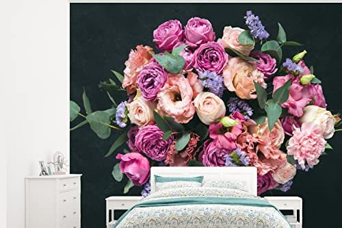 MuchoWow Papier peint Fleurs - Pastel - Rose Papier peint photo 275x220 cm Papier peint imprimé