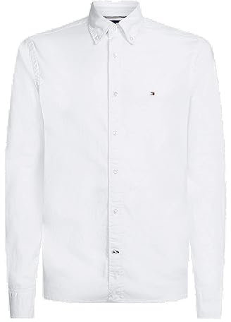 Tommy Hilfiger Chemise Homme Core 1985 Flex Oxford Manches Longues, Blanc (White), M