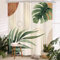 Glawry Rideau de douche bohème motif plantes 183 x 183 cm (l x L) - Motif botanique tropical abstrait minimaliste - Ensemble de rideaux de salle de bain - Motif feuilles de palmier - Vert
