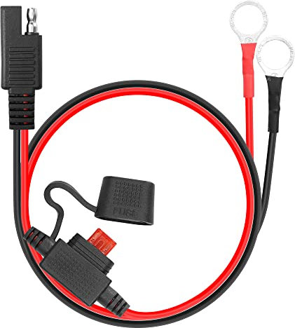 PNGKNYOCN SAE-auf-O-Ring-Kabelbaum, mit 10-A-Sicherung, 16 AWG, 2-polig, SAE-Schnelltrenn-Anschlusskabel für Solarpanel, Motorrad, Auto usw. (0,6 m)
