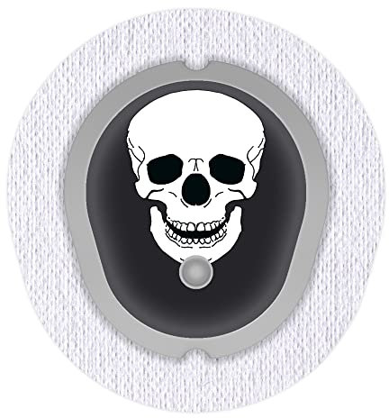 Aufkleber Sticker für Dexcom G7 Sensor 2x Totenkopf myDili Diabetes-Zubehör Farbe schwarz
