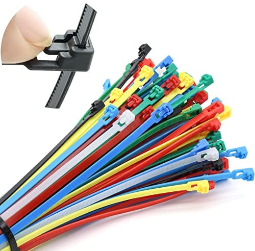 MgcTolBox 100 Pezzi Fascette Plastica Riutilizzabili 300 x 4.8 mm, Fascette Colorate, Fascette Elettricista Autobloccanti Resistenti Per Recinzione Ordinare Cavi