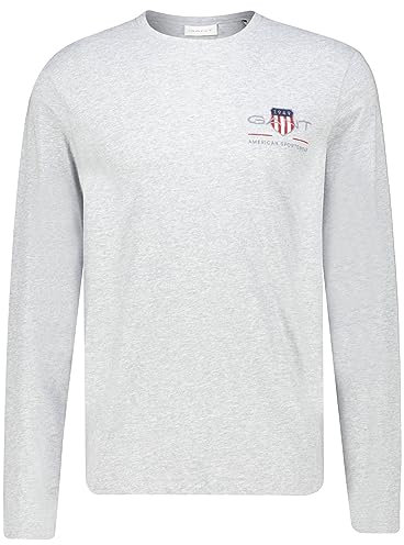 GANT Men's Reg Medium Archive Shield Ls T T-Shirt, Grey Melange, L