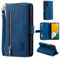 EYZUTAK Wallet Phone Case for Samsung Galaxy A34 5G, Retro Matte 9 Card Holder Slots Zipper Pocket Case PU Leather Magnetic Closure Kickstand with Wrist Strap Folio Flip Case - Blue