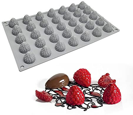 Moule Gâteau Fruits Moule en Silicone Pour Muffins, Gâteau Au Chocolat, Moule à Savons, Cupcake Et Gelée, 30 Cavités Antiadhésif Silicone Framboise Moule pour Décoration de Gâteau,pâtisserie,Savon