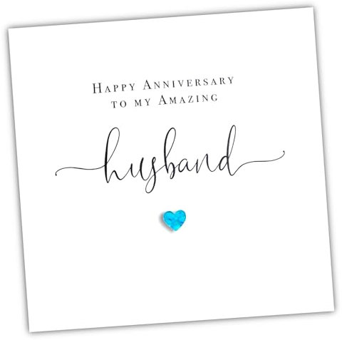 Husband Anniversary Card - Handmade Wedding Anniversary Card for Amazing Husband Love Heart