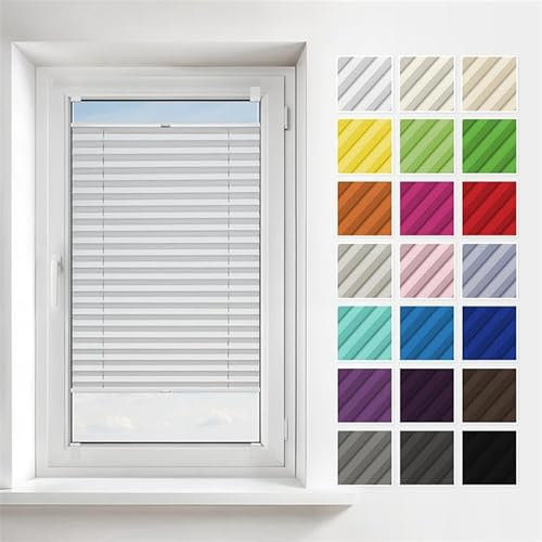 Estika Plissee 45 cm x 230 cm – Weiß, Klemm-Plissee ohne Bohren, Fensterrollos und Jalousien für Innenräume, Raffrollo