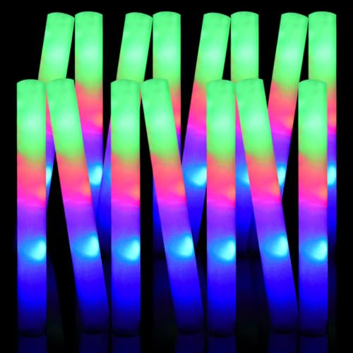 M.best Leuchtstäbe, 100 Stück, LED-Leuchtstäbe aus Schaumstoff mit 3 Modi, leuchtet im Dunkeln, Partyzubehör für Geburtstag, Hochzeit, Weihnachten, Halloween, Raves, Konzert
