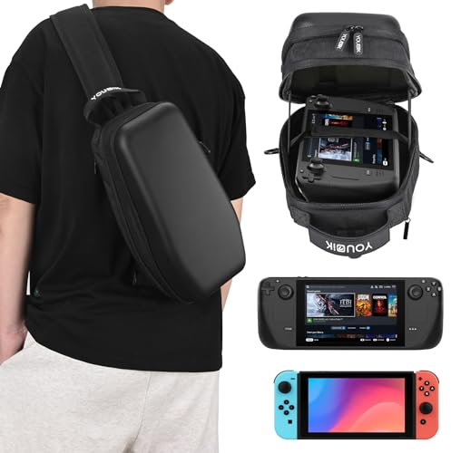 Younik Steam Deck Tasche, Tragetasche für Konsole & Zubehör von Steam Deck/Steam Deck OLED, schützende Hartschalen-Reisetasche für Steam Deck