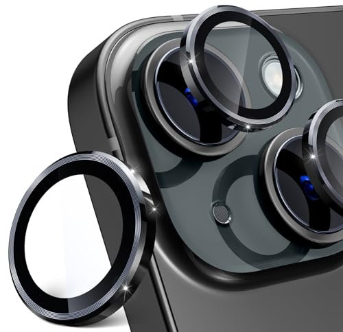 imluckies Caméra Arrière Protecteur Compatible avec iPhone 15/iPhone 15 Plus, Ultra HD Protection Objectif Caméra en Verre Trempé 9H Anti-Rayures Anneau Individuel en Métal 2023, Noir