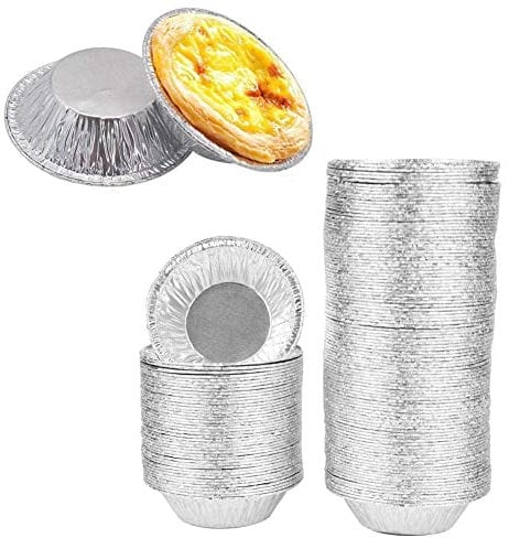 OCKULT New 100pcs Disposable Aluminum Foil Tart Pan Mini Pot Pie Tart Bake Tray Tart Round Pan Mold Egg