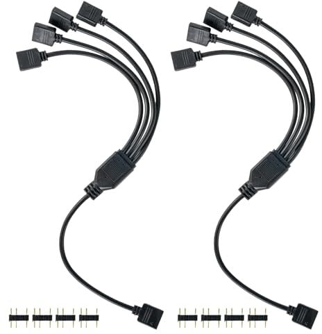5V 3Pin Addressable RGB 1 to 4 Splitter Cable - Verlängern und verbinden Sie Ihre RGB-LED-Streifen und Ventilatoren