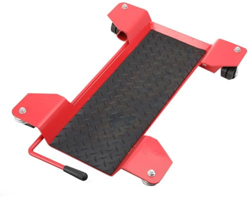 Lfhelper Motorrad Rangierhilfe Parkhilfe Rangierschiene Rangierplatte Rollwagen Rangierwagen Motorradständ für Motorräder mit Hauptständer, 360Kg Tragkraft, 2 Rollen mit Rangierbremse, 360° schwenkbar