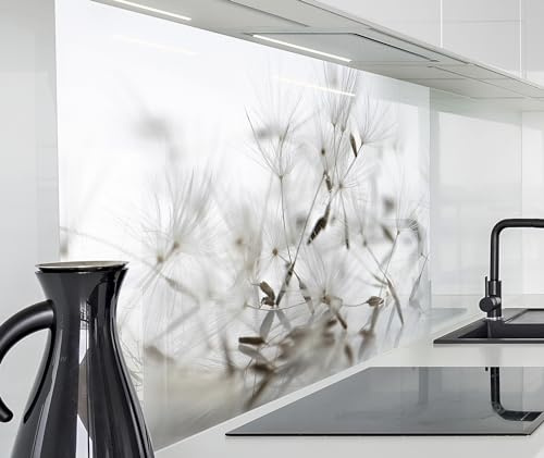 timalo Spritzschutz Wand für Herd, Küche Küchenrückwand Glasoptik | Acryl Glas 2mm | Glasrückwand Acrylglas Wandpaneele Rückwandschutz Platte | 120x60cm Löwenzahn