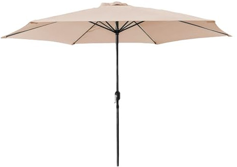TIENDA EURASIA - Sombrilla Terraza Exterior, Color Beige, Medida Ø 300 x 244 cm, Apertura con Manivela, Parasol de Aluminio, Forro Anti Uv, Tela 180 gr