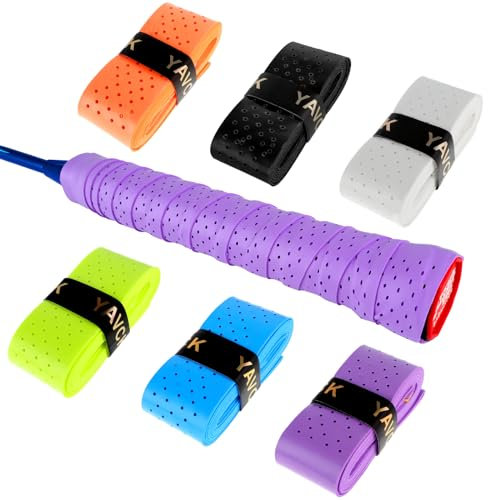 Ymapinc 6 Stück Badminton Griffband Selbstklebend, Antirutsch Badmintonschläger Band Schweißabsorbierend Badminton Grip Tape Tennisschläger Griffband für Menschen mit Schwitzigen Händen