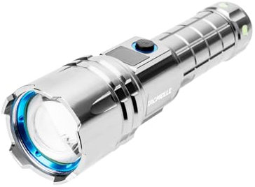 TACMOLLE Tactical Flashlight - Rechargeable Flashlights with Quick Release Rubber Clamp for MOLLE Panel, 1800 Lumen, Three Modes, Waterproof Flash Light for Emergency