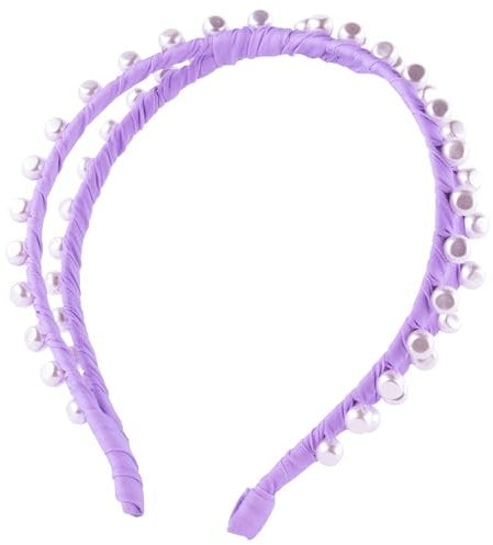 Lilly Pulitzer Thin Headband with Pearls, Jeweled Headband for Women & Girls, Cute Hair Accessory, Lilac with Pearls