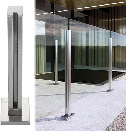 Geländerpfahl Glas Balustradenpfosten 65cm 70cm 75cm 80cm 85cm 90cm 95cm 100cm 105cm Glas Geländerpfosten Säule Edelstahl Deck Glasgeländer Pfostensystem Geländerstützen(Color:End Post,Size:95cm)