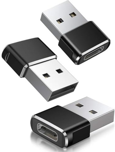 AG TECH USB to USB C Adapter 3Pack,Type C Female to A Male Charger Cable Converter for Apple iPhone 12,13,14,15 Pro max,Airpods,iPad 10,Air 4 5 Mini 6,CarPlay,Galaxy S23 S24 A34,16 (BLACK)