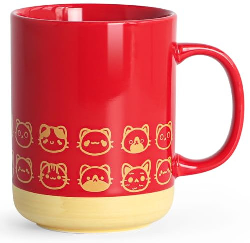 SHOWFULL Cat Coffee Mug-16oz Ceramic Coffee Mugs for Women and Men-Cat Gifts for Cat Lovers-Cute Coffee and Tea Mug-Red