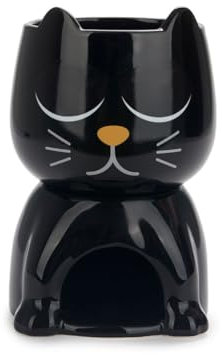 balvi Fondue Wake Cat Farbe Schwarz Wärmeempfindlich, die Katze öffnet beim Erhitzen die Augen Kerami