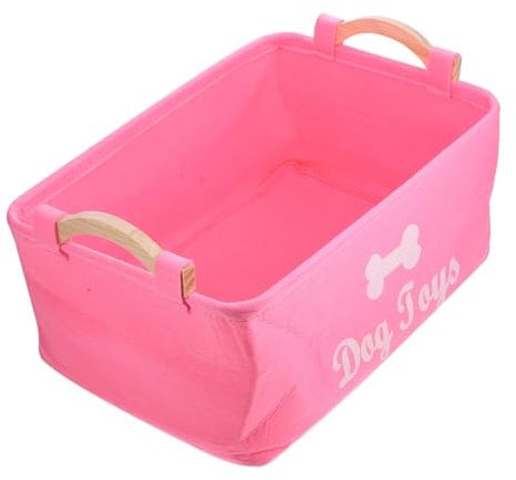 Warmhm Pet Toy Container Felt Storage Basket for Clothes Organizing Decorative Home Storage Bin Pink Cartoon Footprint Handle