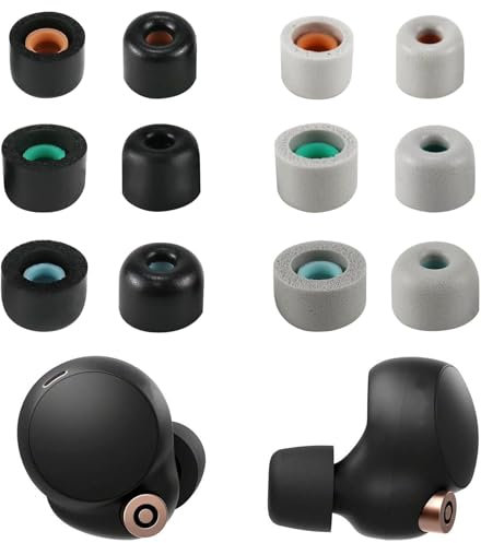 6Pairs Memory Foam Earbud Tips Silicone Ear Tips for Sony WF-1000XM5 Ear Tips Earbud Tips for Sony WF-1000XM4 Soft Anti-Slip Replacement Eartips for Enhanced Comfort and Noise Isolation(S/M/L)