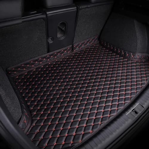 LFSYYD Alfombrilla Maletero Coche para Hyundai i30 Fastback 3 (III) PD N-Line I 2017-2024, Cuero Tronco Bandeja Protectora Funda Maletero Impermeable Antideslizante Accesorios,D/Black and Red