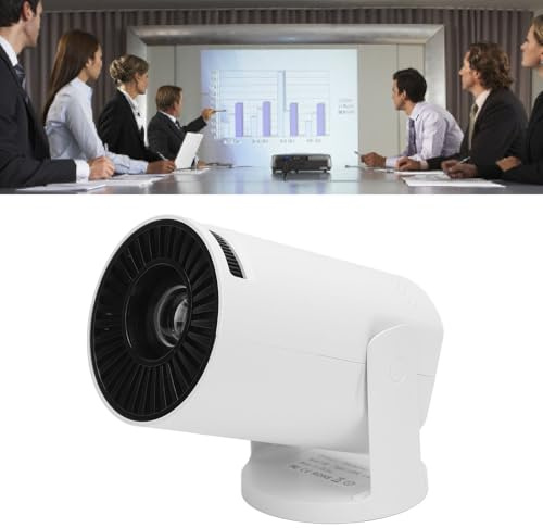 Kleiner Tragbarer Projektor, 1080P Wireless Screen Mirroring Miniprojektor mit Autofokus und Diffuser Reflexionstechnologie, Ideal für Telefone, Tablets, Im Freien (EU-Stecker)