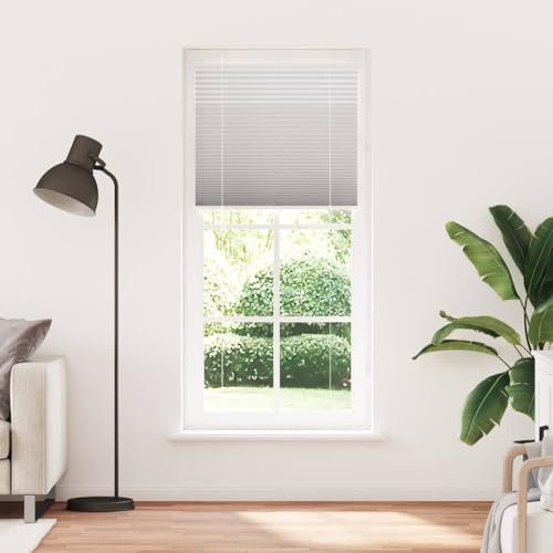 vidaXL Plissee Hellgrau 95x200 cm Stoffbreite 94,4 cm Polyester, Faltrollo, Klemmfix, Plisseerollo, Jalousie, Rollo, Plisseerollo für Fenster