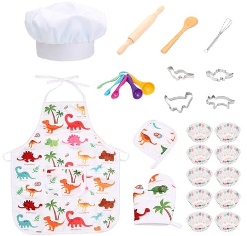 Kinder-Backset | Junior-Koch-Set mit komplettem Küchenzubehör, Backset für Mädchen und , echtes Küchenzubehör zum Backen und Kochen