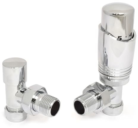 Thermostatic Radiator Valve Angled TRV – Zeta (Chrome)