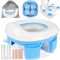 KIMIGO Pot de Voyage Enfant Pliable,Siège Toilette Pliable Enfants 3-in-1,Trainer Pot WC Pour Chaise Bébé,Portable Siege Toilette Enfant avec Sac de Rangement,Pot Bebe Toilette pour Garçon et Fille