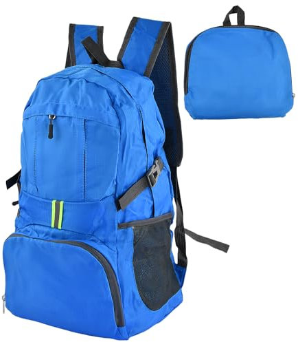 35L Leicht Faltbarer Rucksack, Packbare Backpacks, Wanderrucksack Ultraleicht, Wasserfest Outdoor Sportlich Backpack Travel Daypack für Herren Damen (Blau)