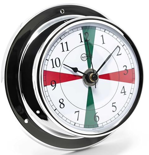 Barigo 683RFPOFS Tempo Quarzuhr, Glas, Edelstahl-Gehäuse poliert | 3-Minuten-Sperrsegmenten, Schiffsuhr, maritime Wanduhr, maritimes Design, 110x35 mm Breite/Tiefe