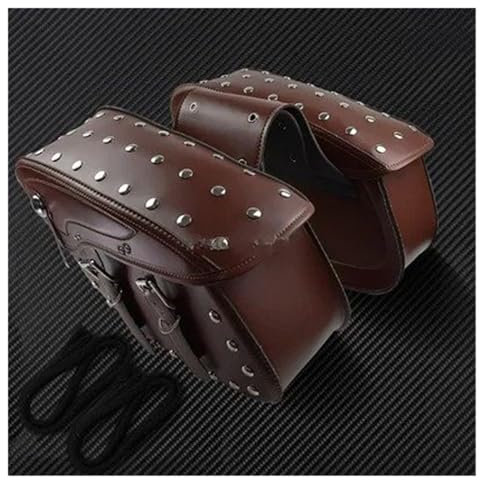 Motorradtasche Gepäcktaschen Für Indian Scout Für Suzuki Für Boulevard C50t Für Shadow Motorrad Satteltasche Werkzeug Seitentasche Wasserdichtes PU-Leder Motorrad Hecktasche(Brown saddlebag)