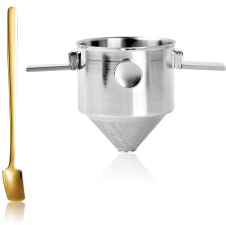 Hochwertiger Kaffeefilter Edelstahl, Wiederverwendbarer Kaffeefilter, Papierloser Kaffee Filter, Tragbarer Kaffeefilterhalter, mit Löffel, für Zuhause, Reisen und Camping