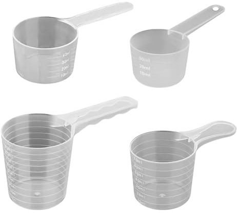 Measuring Scoops, 4 Pcs Washing Powder Scoop 40ml 50ml 70ml 100ml Plastic Transparent Measuring Spoon Cups for Protein Powder Milk Powder Kitchen Cooking Baking