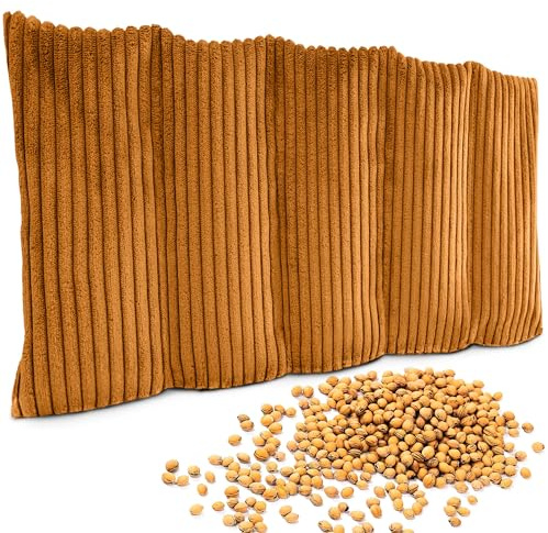Amilian Körnerkissen 55x20 cm mit 100% Kirschkernen – Wärmekissen & Kältekissen für Mikrowelle, Backofen & Gefrierfach – ideal für Rücken, Schulter, Bauch & Nacken - Senfglanz