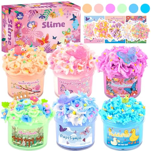 6 Pack Cloud Pink Slime Kids, Slime kit for Girls Ages 8-12, Toys for Girls and Boys, for Kids Set Party kit Goodie Bag Stuffers, Girl Birthday Gift Cute Stuff