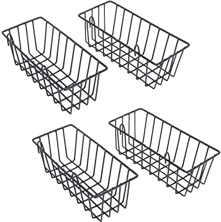 Qezodsx 4 Pack Wall Grid Panel Hanging Wire Basket,Grid Wall Storage Basket,Wall Mount Baskets Display Shelves for Kitchen,Home