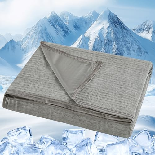 VK·LIVING Kühldecke Sommer Doppelseitig Kühlfasern Decke für Bett Sofa | Couch Reise Camping, Leichte Atmungsaktive Selbstkühlende Decke für Erwachsene Kinder, 150X200CM Grau