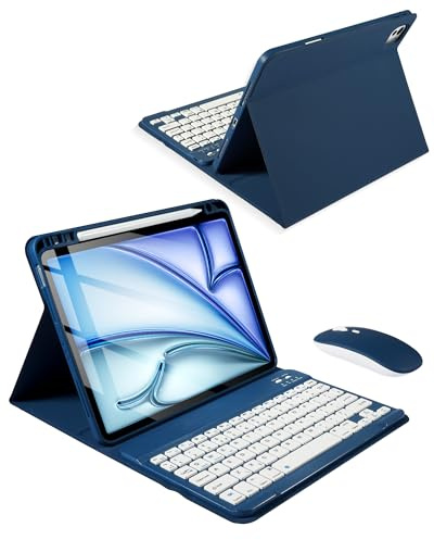 Nsyee Custodia con tastiera e mouse da 11 per iPad Air e Pro11, Air 11 | Custodia a libro con tastiera rimovibile per iPad Air M3/M2 11, Air 5e/4° 11, Pro 1er - 4° 11