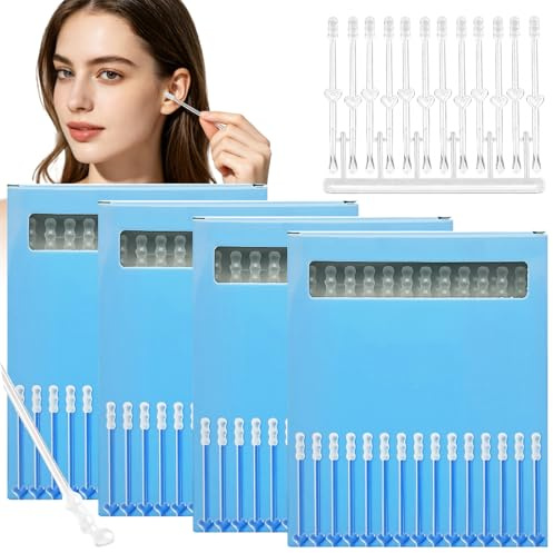 96 unidades Sticky Ear Cleaner, paquete de 4 palillos reutilizables y adhesivos, bastoncillos de algodón pegajosos, no daña las orejas, limpieza a 360° para adultos, niños