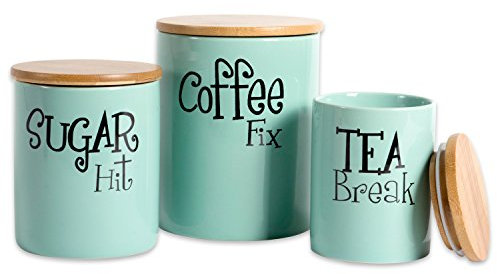 DII Accesorios de cocina Colección retro, Cerámica, Juego de recipientes, Aqua, 3 piezas