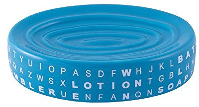 BAESTO Bad Assessoires Set Serie Enzo Material Keramik Farbe Türkis Weiss (Seifenschale)