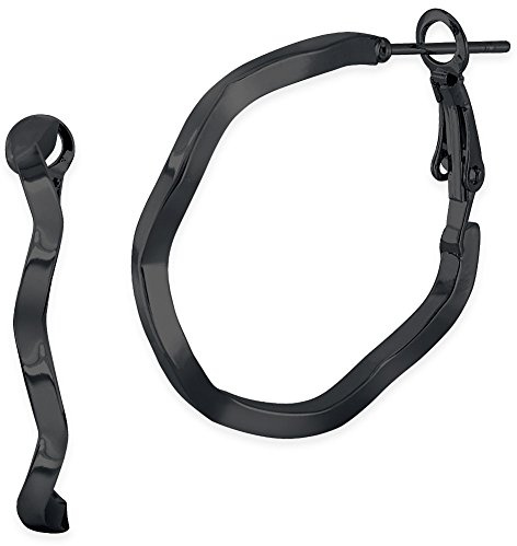 Soul-Cats 1 Paar Creolen Zickzack gebogen Hoops Ohrringe schwarz