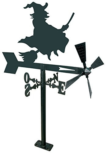 Arthifor -Veleta de Viento para Jardín con Silueta de Bruja,Negro Mate, 48 x 64 cm (21282